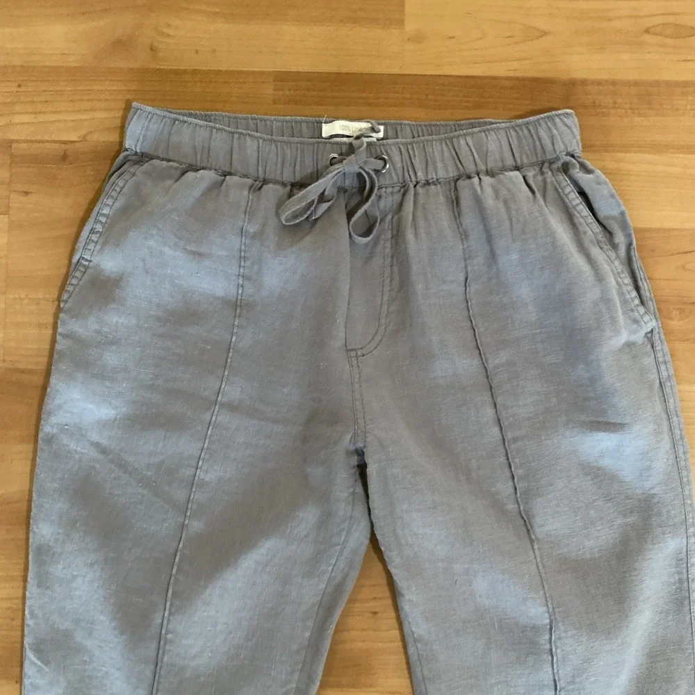 Cynthia Rowley Pants Womens Medium Gray‎ 100% Linen Pull on Jogger Pockets Beach